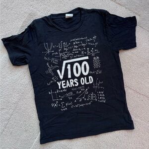 Black Square Root of 100 Math Graphic Tee for Kids age 10